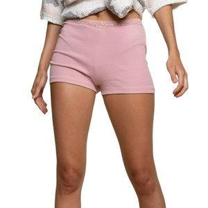 POL High Waisted Lace Trim Lounge Shorts Pink Size Small NWT